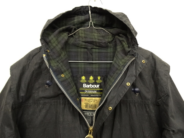 画像: 90'S BARBOUR 3クレスト 旧タグ "LINED DURHAM" オイルドジャケット NAVY イングランド製 (VINTAGE)