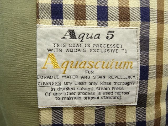 画像: 70'S AQUASCUTUM "AQUA5 (コットン100%)" バルマカーンコート カーキ 玉虫色 イングランド製 (VINTAGE)