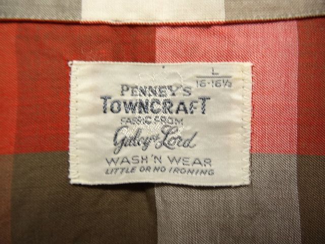 画像: 60'S TOWNCRAFT "GALEY & LORD" 長袖 オープンカラーシャツ チェック柄 (VINTAGE)