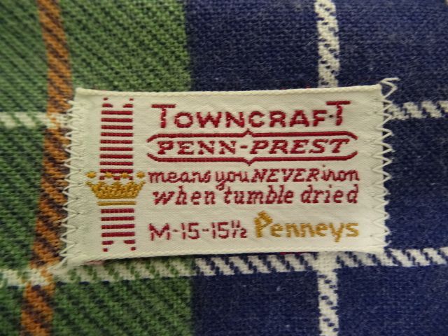 画像: 60'S TOWNCRAFT プリントネル オープンカラーシャツ チェック柄 (VINTAGE)