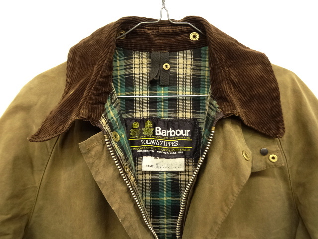 画像: 80'S BARBOUR 2クレスト "SOLWAY ZIPPER" オイルドジャケット KHAKI イングランド製 (VINTAGE)