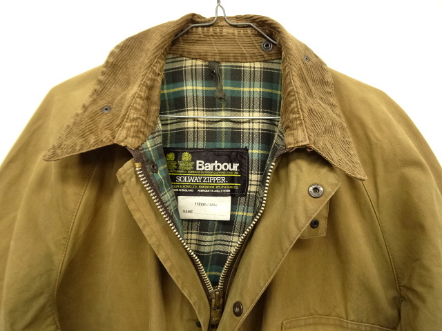 画像: 80'S BARBOUR 2クレスト "SOLWAY ZIPPER" オイルドジャケット KHAKI イングランド製 (VINTAGE)