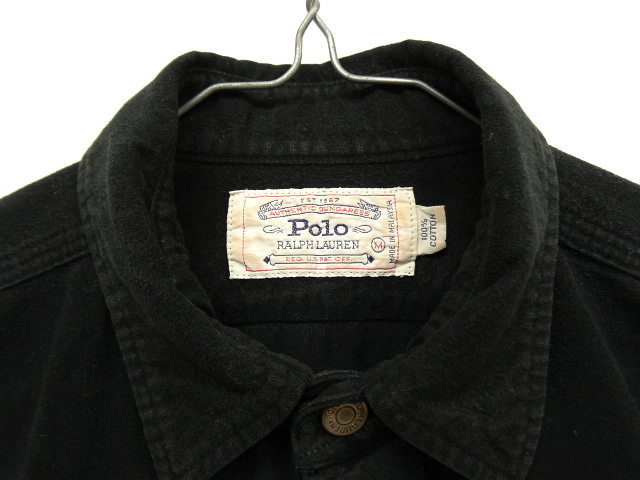 画像: 80'S POLO DUNGAREES コットン ワークシャツ BLACK (VINTAGE)