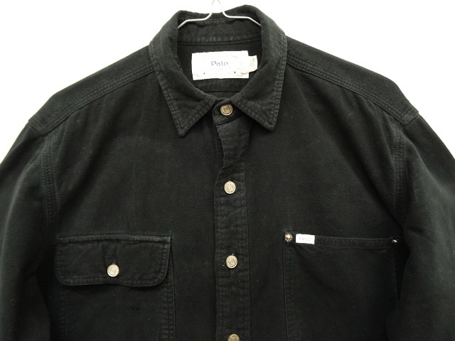 画像: 80'S POLO DUNGAREES コットン ワークシャツ BLACK (VINTAGE)