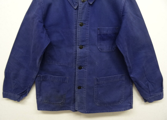 画像: 50'S LE TRES SOUPLE フレンチワーク コットン ワークジャケット カバーオール NAVY (VINTAGE)