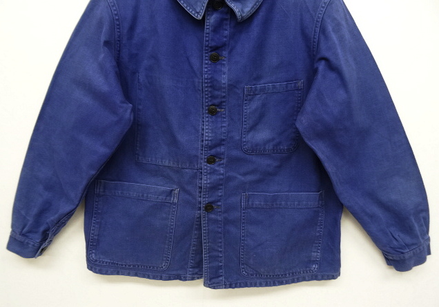 画像: 50'S フレンチワーク コットン ワークジャケット カバーオール BLUE (VINTAGE)