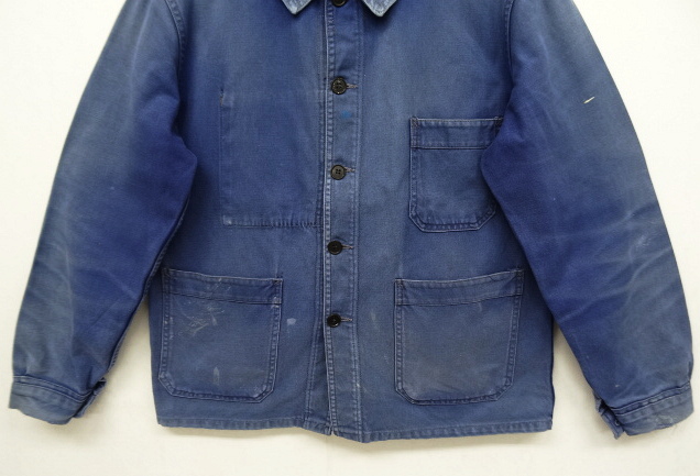 画像: 50'S フレンチワーク コットン ワークジャケット カバーオール BLUE (VINTAGE)