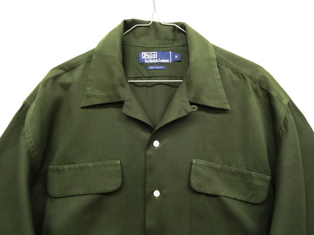 画像: 90'S RALPH LAUREN レーヨン100% オープンカラーシャツ OLIVE (VINTAGE)