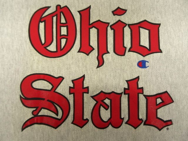 画像: 90'S CHAMPION "OHIO STATE(目あり）" 刺繍タグ リバースウィーブ グレー USA製 (VINTAGE)
