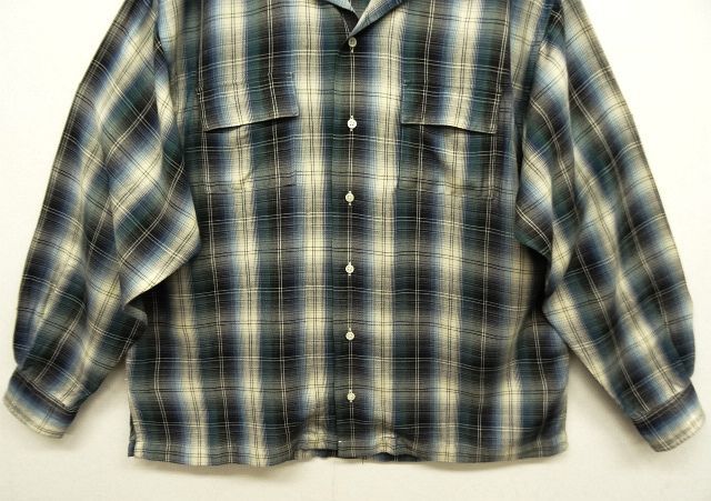 画像: 90'S RRL 初期 三ツ星タグ レーヨン オープンカラーシャツ オンブレチェック (VINTAGE)