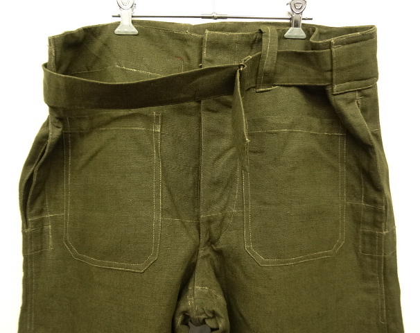 画像: 50'S フランス軍 リネン混 モーターサイクル オーバーパンツ OLIVE (DEADSTOCK)