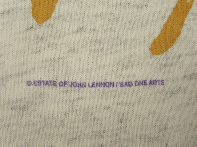 画像: 80'S JOHN LENNON "BAG ONE ARTS" 両面プリント Tシャツ ヘザーグレー (VINTAGE)
