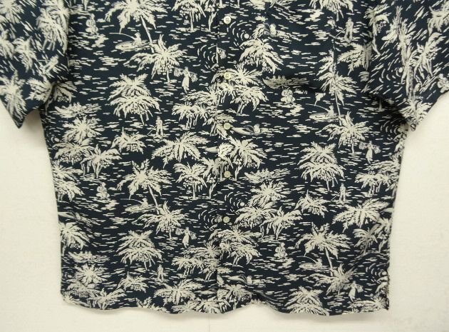 画像: 90'S RALPH LAUREN "CALDWELL" レーヨン 半袖 オープンカラーシャツ チャコールベース (VINTAGE)