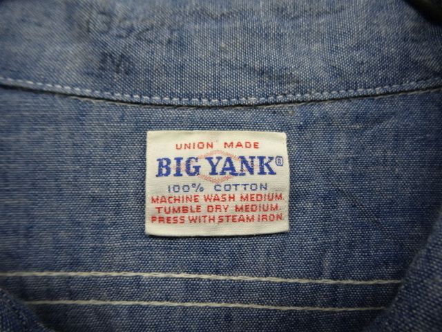 画像: 60'S BIG YANK コットン100% 耳付きシャンブレーシャツ USA製 (VINTAGE)