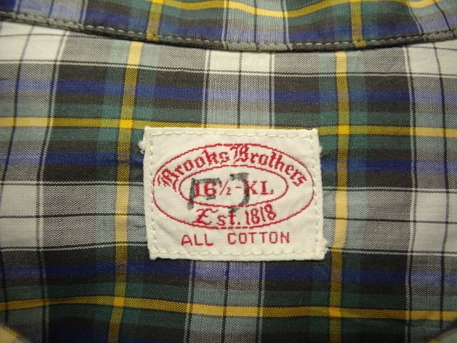 画像: 70'S BROOKS BROTHERS "6ボタン" ポプリン BDシャツ チェック USA製 (VINTAGE)