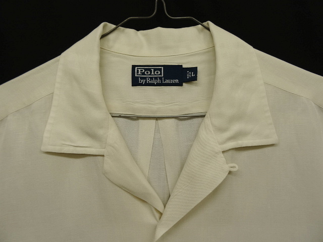 画像: 90'S RALPH LAUREN シルク/リネン 半袖 オープンカラーシャツ ホワイト (VINTAGE)