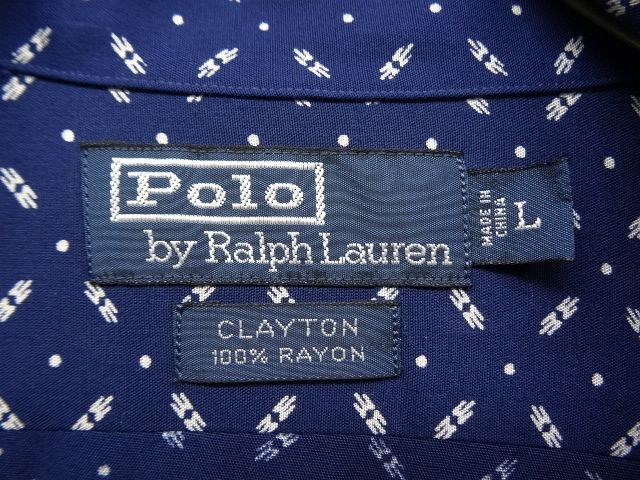 画像: 90'S RALPH LAUREN "CLAYTON" レーヨン 半袖 オープンカラーシャツ ネイビー (VINTAGE)