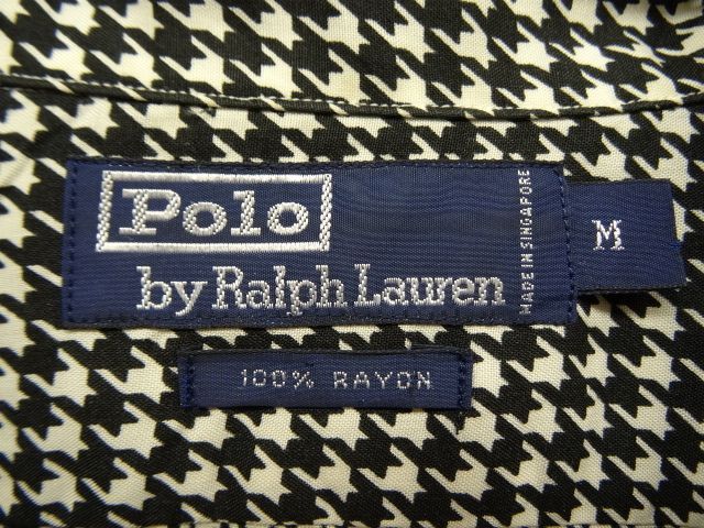 画像: 90'S RALPH LAUREN  レーヨン 半袖 オープンカラーシャツ ハウンドトゥース柄 (VINTAGE)