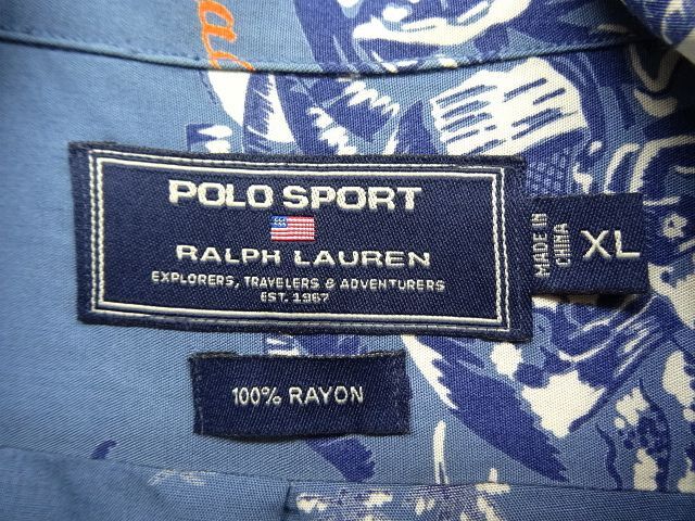 画像: 90'S POLO SPORT レーヨン 半袖 オープンカラー アロハシャツ (VINTAGE)