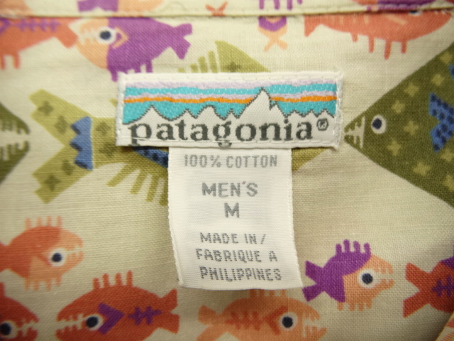 画像: 90'S PATAGONIA 白タグ コットン 半袖シャツ 魚柄 (VINTAGE)