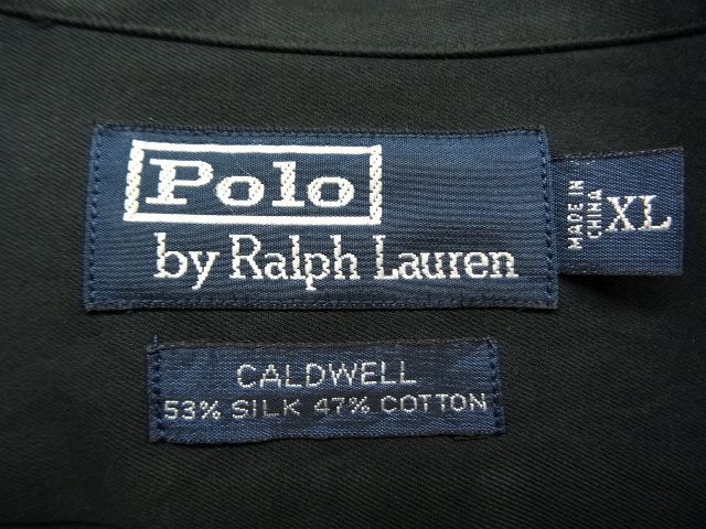 画像: 90'S RALPH LAUREN "CALDWELL" シルク/コットン 半袖 オープンカラーシャツ ブラック (VINTAGE)