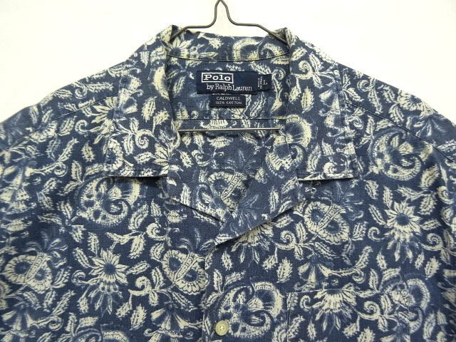 画像: 90'S RALPH LAUREN "CALDWELL" コットン 半袖 オープンカラーシャツ インディゴ (VINTAGE)