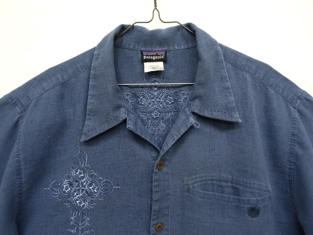 画像: 05'S PATAGONIA "RHYTHM" ヘンプ/ポリ 刺繍入り 半袖 オープンカラーシャツ (VINTAGE)