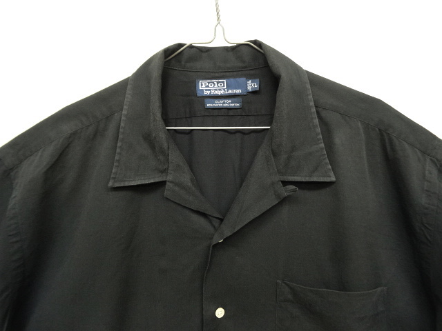 画像: 90'S RALPH LAUREN "CLAYTON" レーヨン/コットン 半袖 オープンカラーシャツ ブラック (VINTAGE)