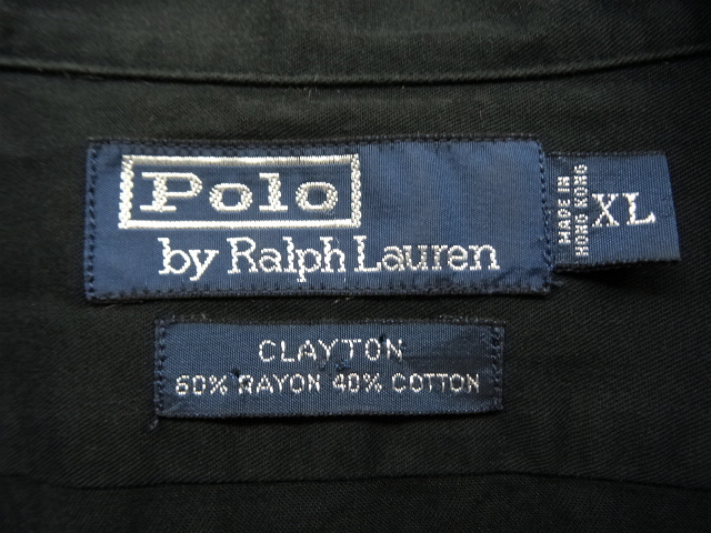 画像: 90'S RALPH LAUREN "CLAYTON" レーヨン/コットン 半袖 オープンカラーシャツ ブラック (VINTAGE)