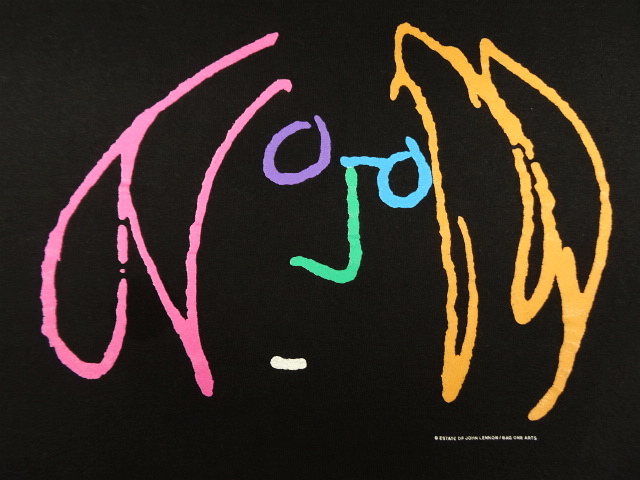 画像: 80'S JOHN LENNON "BAG ONE ARTS" 両面プリント Tシャツ ブラック USA製 (VINTAGE)