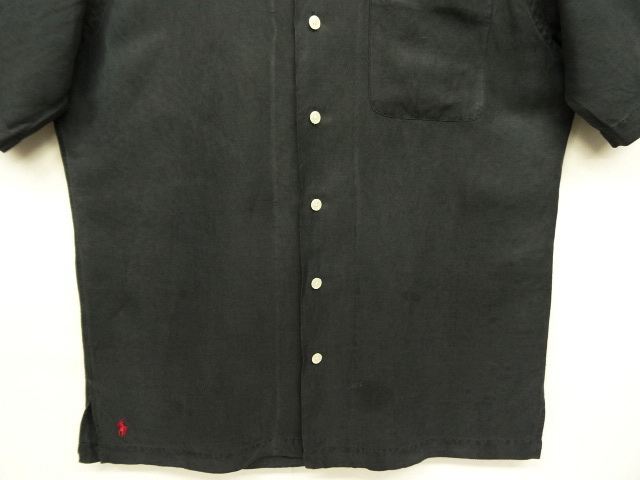 画像: 90'S RALPH LAUREN "CALDWELL" シルク/リネン 半袖 オープンカラーシャツ ブラック (VINTAGE)