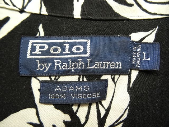 画像: 90'S RALPH LAUREN "ADAMS" レーヨン 半袖 オープンカラーシャツ ブラックベース (VINTAGE)