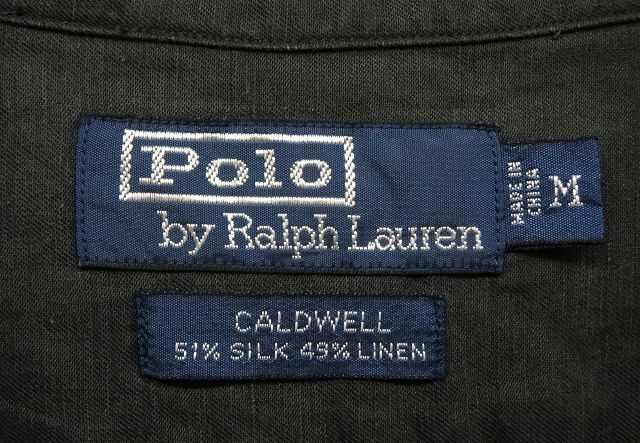 画像: 90'S RALPH LAUREN "CALDWELL" シルク/リネン 半袖 オープンカラーシャツ ブラック (VINTAGE)