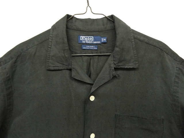 画像: 90'S RALPH LAUREN "CALDWELL" シルク/リネン 半袖 オープンカラーシャツ ブラック (VINTAGE)