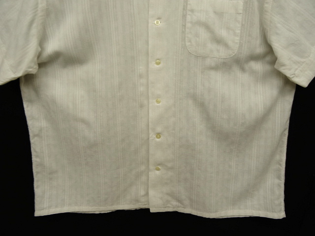 画像: 90'S RALPH LAUREN "ANDY CAMP" コットン 半袖 オープンカラーシャツ ホワイト/ジャガードストライプ (VINTAGE)