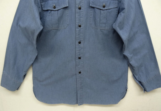 画像: 90'S RALPH LAUREN "TOBIAS WORKSHIRT" シャンブレー マチ付き 長袖 ワークシャツ ブルー (VINTAGE)