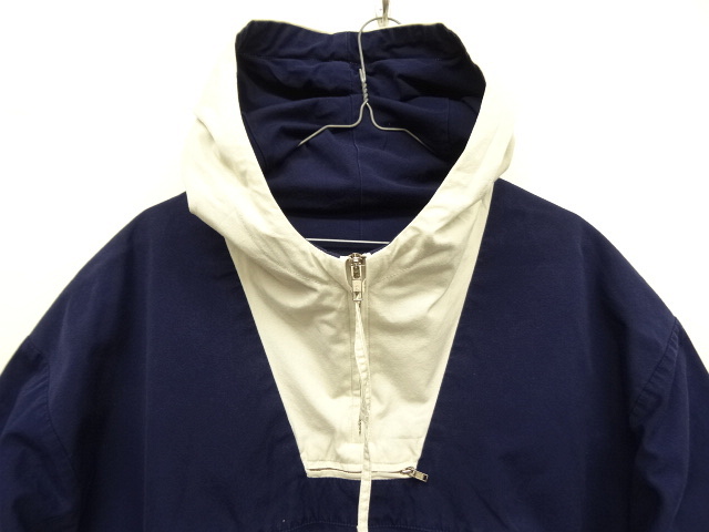 画像: 90'S J.CREW 旧タグ 切り替え コットン アノラックパーカー NAVY/WHITE (VINTAGE)