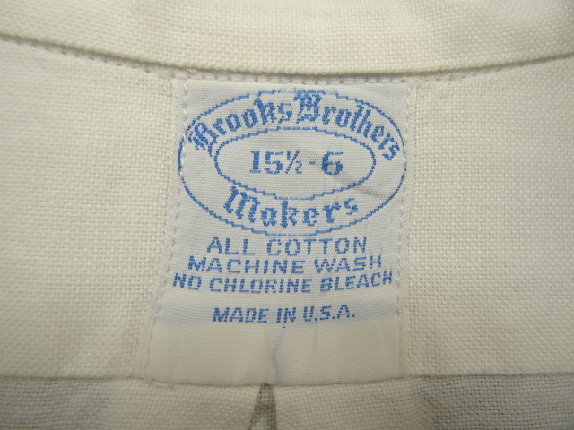 画像: 70'S BROOKS BROTHERS "6ボタン" BDシャツ ホワイト USA製 (VINTAGE)