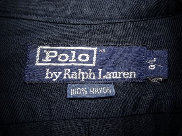 画像: 90'S RALPH LAUREN レーヨン100% 長袖シャツ ネイビー (VINTAGE)