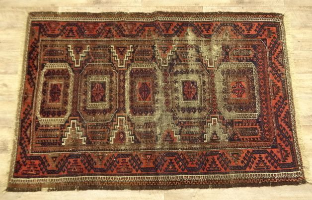 画像: オールド ウール トライバルラグ 180cm x 116cm (ANTIQUE)
