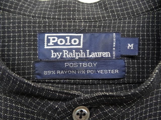 画像: 90'S RALPH LAUREN "POST BOY" バンドカラーシャツ グラフチェック (VINTAGE)