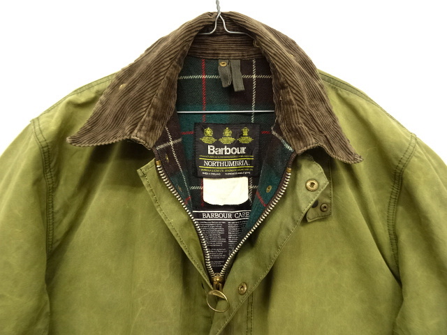 画像: 90'S BARBOUR 3クレスト 旧タグ "NORTHUMBRIA" 裏地ウール オイルドジャケット OLIVE イングランド製 (VINTAGE)