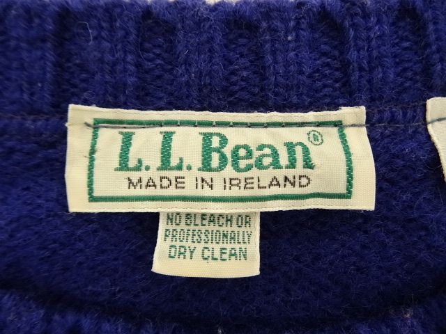 画像: 80'S LL Bean ウール クルーネックニット ブルー アイルランド製 (VINTAGE)