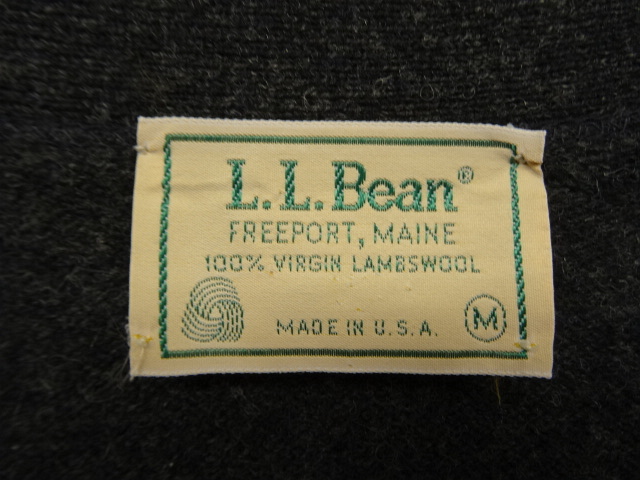 画像: 80'S LL Bean ラムウール ニットカーディガン チャコール USA製 (VINTAGE)