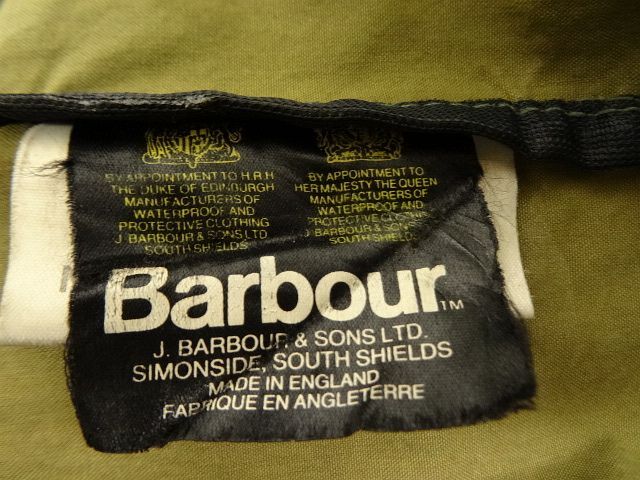 画像: 80'S BARBOUR 2クレスト "UNLINED GAMEFAIR" オイルドジャケット OLIVE イングランド製 (VINTAGE)