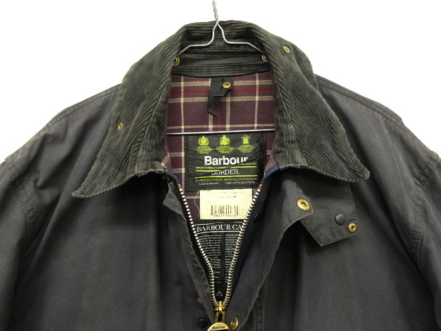 画像: 90'S BARBOUR 3クレスト 旧タグ "BORDER" オイルドジャケット NAVY イングランド製 (VINTAGE)