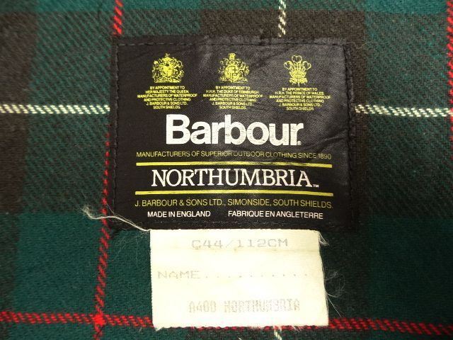 vintage Barbour NORTHUNBRIA ３ワラントタグ