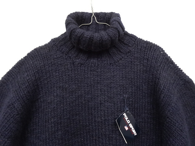 画像: 90'S POLO SPORT "HAND KNIT" モヘア混 タートルネック ニット DK NAVY (DEADSTOCK)