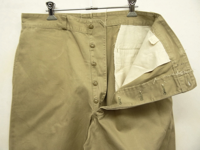 画像: 50'S アメリカ軍 USMC フラップ付きバックポケット ボタンフライ チノパンツ W34L33 (VINTAGE)