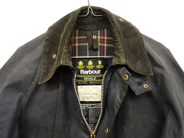 画像: 90'S BARBOUR 3クレスト 旧タグ "BEDALE" オイルドジャケット NAVY イングランド製 (VINTAGE)